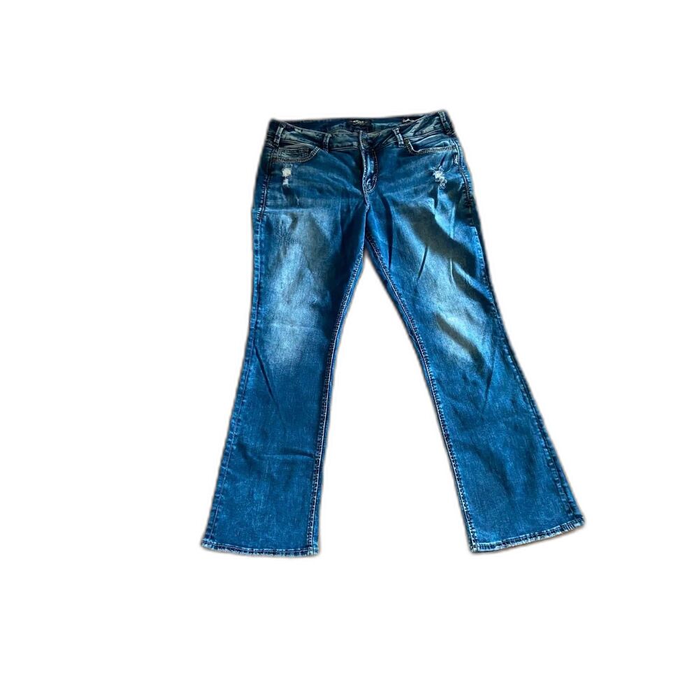 Silver Jeans Elyse Mid Boot Jeans 14 x 31 Relaxed Fit Button Pocket Denim